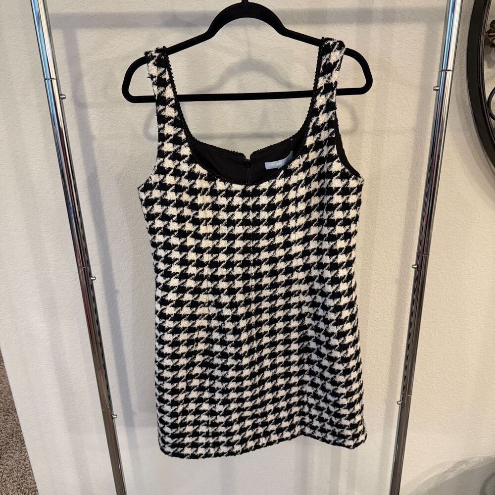 Antonio Melani Women's Size 14 Black Houndstooth Wool Macy Tweed Mini Dress